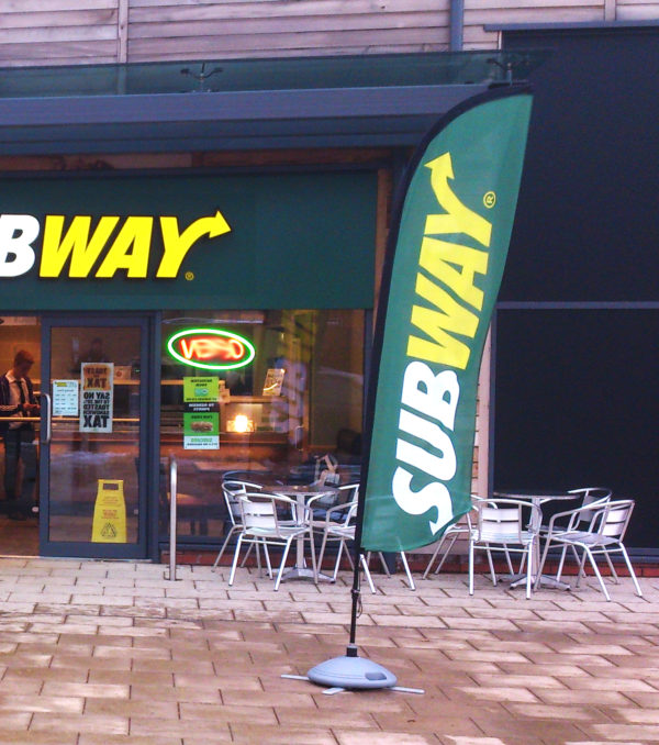 feather flags printed with branding for Subway