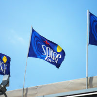 custom printed landscape flag, digitally printed for festivals