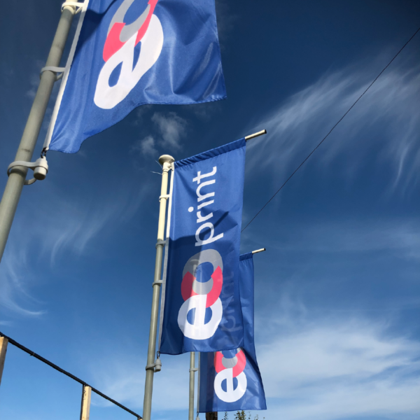 printed builders flags by eco print. Also used as car forecourt flags