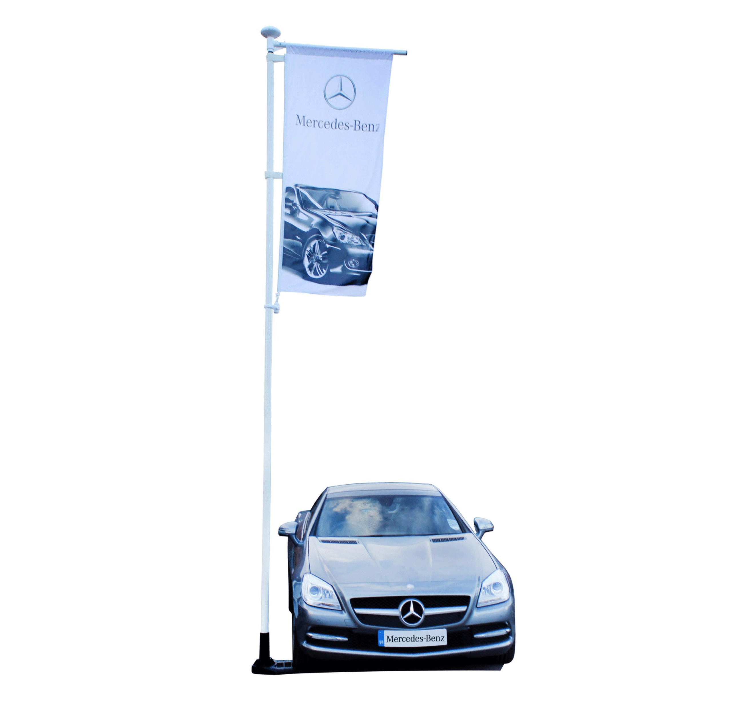 Car Sales Forecourt Flagpole c/w Wheel Base & Sale Flag 