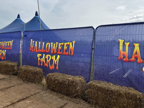 printed halloween farm mesh banners