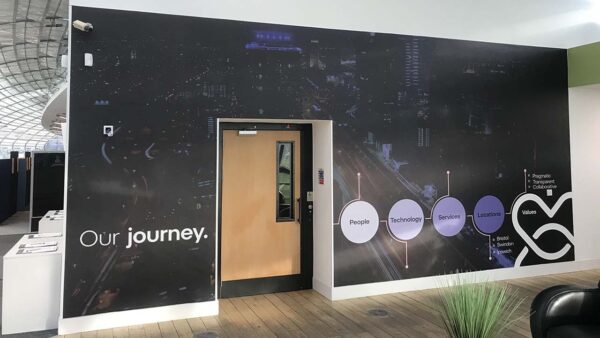 polycril one piece wall covering for indoor promotional walls
