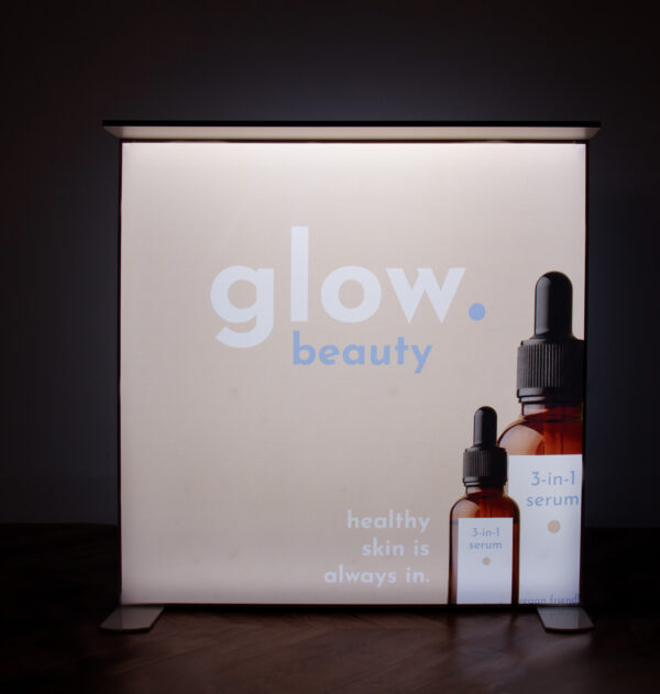 example of promotional counter top LED lightbox display stand
