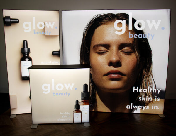 example of modular corner LED lightbox set-up