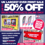 UK Printed banners 50% off sale