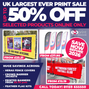 UK Printed banners 50% off sale
